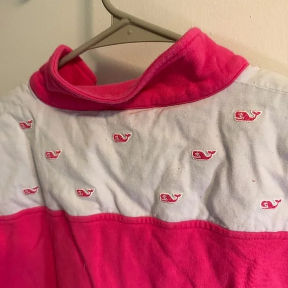 Vineyard Vines Pink Quarter Zip Pullover Women’s Large Blue Whale Logo Preppy - Picture 5 of 11